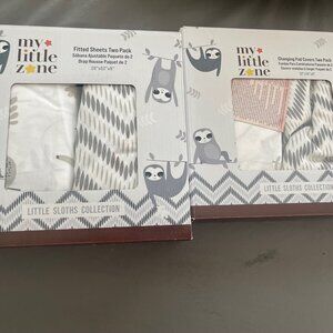 My Little Zone Sloth crib sheets and Changing pad cover sheets bundle